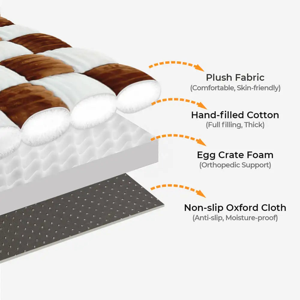 Handmade Plush Orthopaedic Dog Bed with Pillow – Square Comfort Mattress for Large & Small Dogs, Warm & Soft Washable Pad, Non‑Slip Base