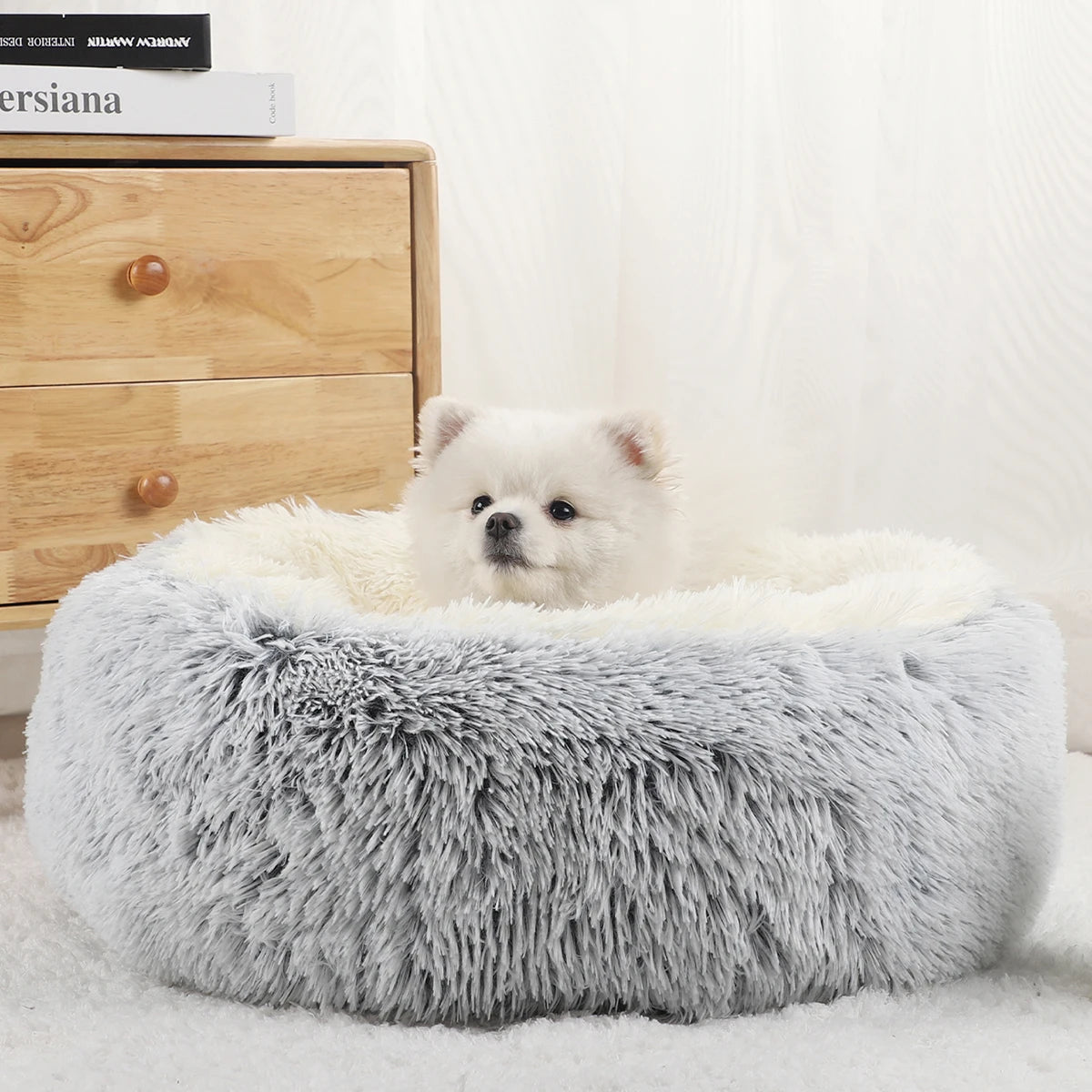 Plush Donut Shaped Dog Bed for Small & Medium Sized Dogs
