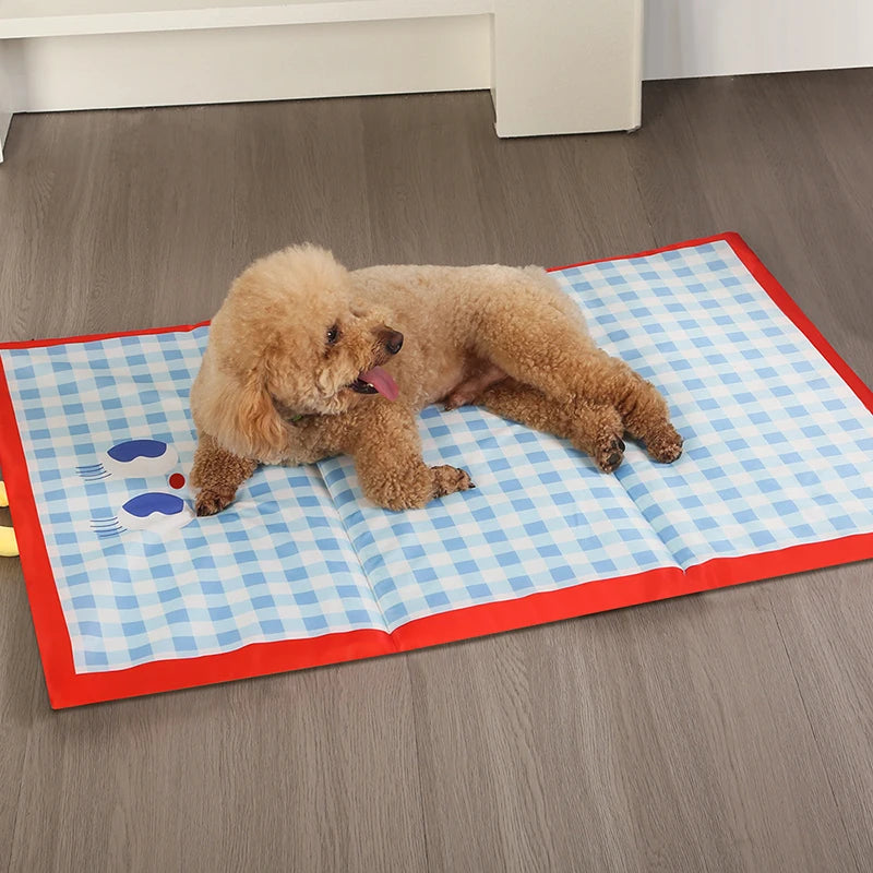 Plaid Cooling Dog Mat for Small & Big Dogs
