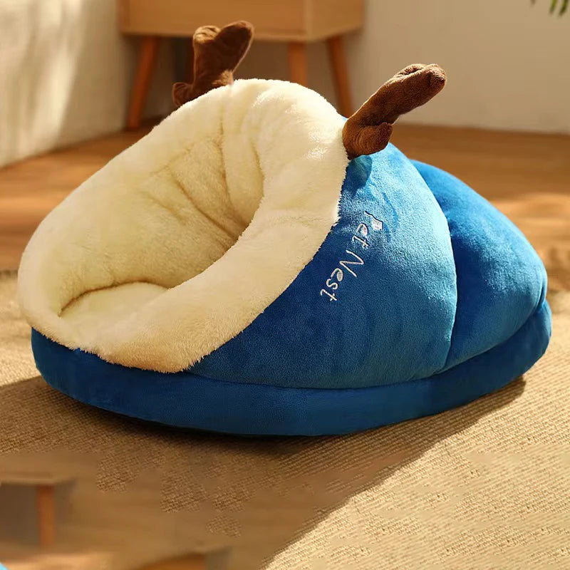 Soft Plush Dog Sofa Bed – Warm Kennel Nest for Small & Medium Dogs, Cozy Puppy Cave House, Non‑Slip Base, Washable Cover