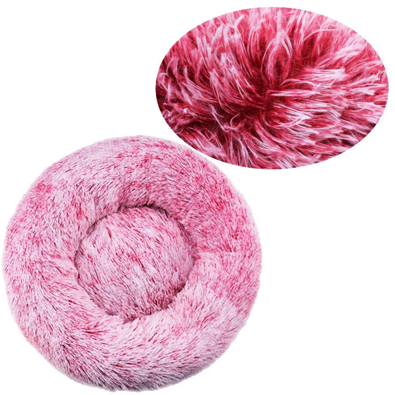 Plush Round Donut Dog Bed