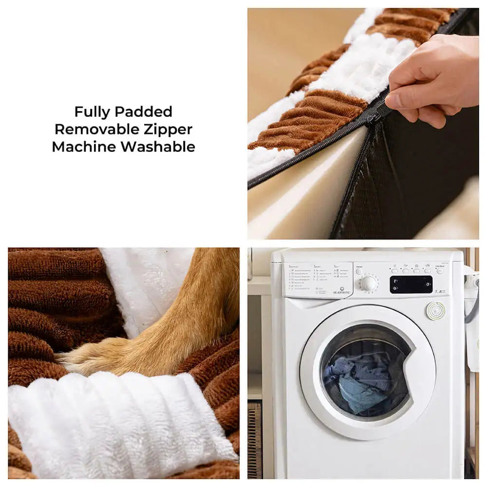Handmade Plush Orthopaedic Dog Bed with Pillow – Square Comfort Mattress for Large & Small Dogs, Warm & Soft Washable Pad, Non‑Slip Base
