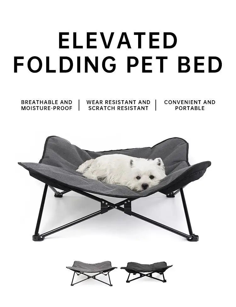 Outdoor Foldable Pet Bed with Support and Dust-proof Dog Mattress