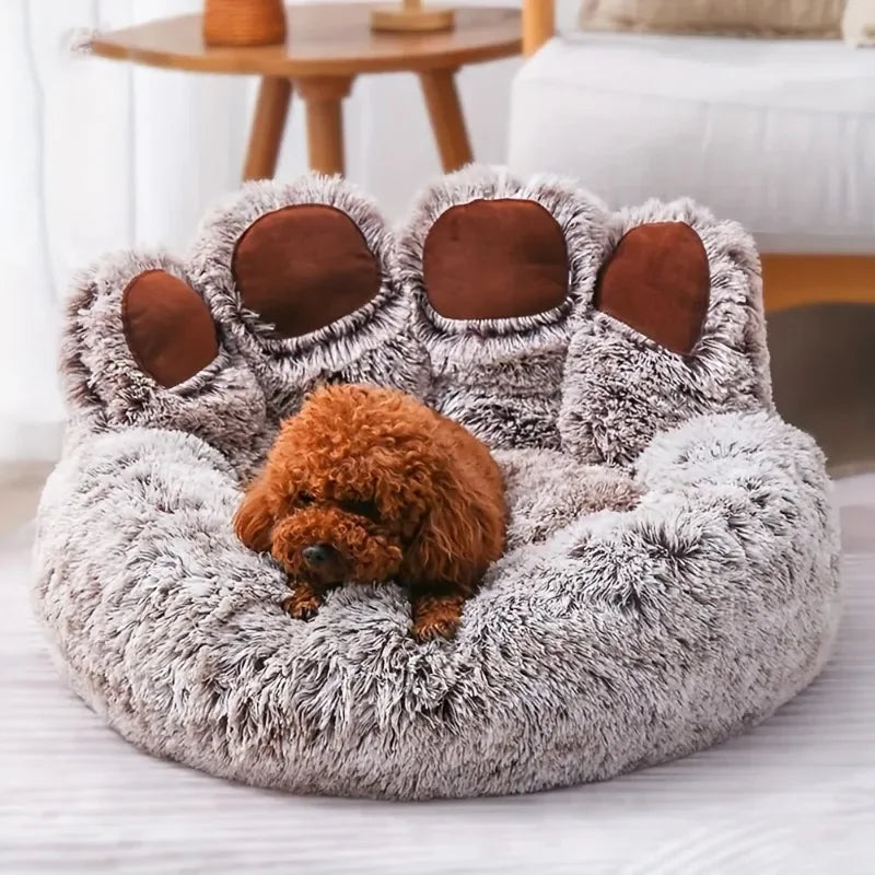 Round Paw Style Dog Bed for Small and Medium Dogs
