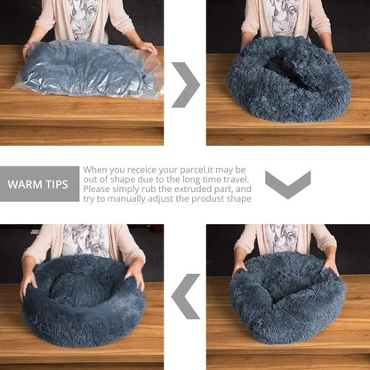 Plush Round Donut Dog Bed