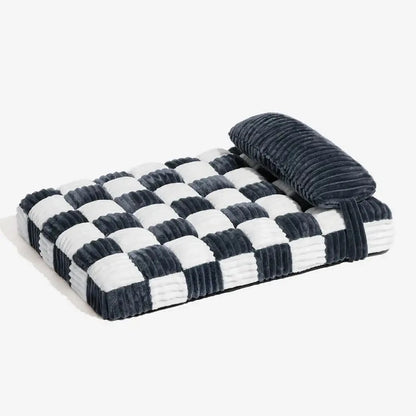 Handmade Plush Orthopaedic Dog Bed with Pillow – Square Comfort Mattress for Large & Small Dogs, Warm & Soft Washable Pad, Non‑Slip Base