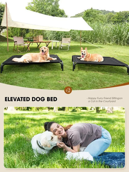 Elevated Dog Bed for Large Dogs – Cooling Pet Cot with Breathable Mesh, Durable Steel Frame, Easy Clean, Raised Indoor/Outdoor Pet Bed