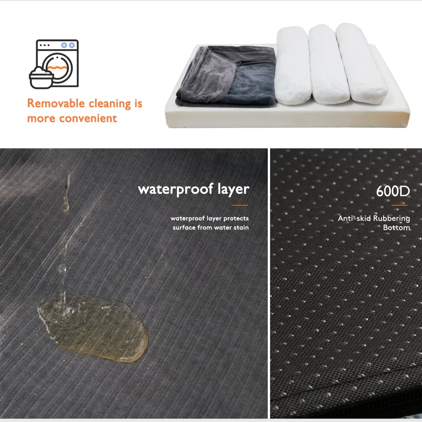 Large Orthopaedic Dog Bed with Bolster Washable Cover