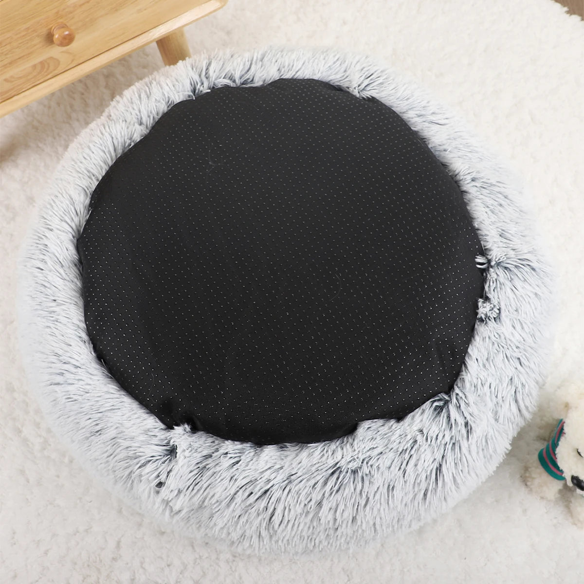 Plush Donut Shaped Dog Bed for Small & Medium Sized Dogs