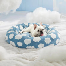Plush Round Donut Dog Bed with Raised Edges and Anti-slip Bottom