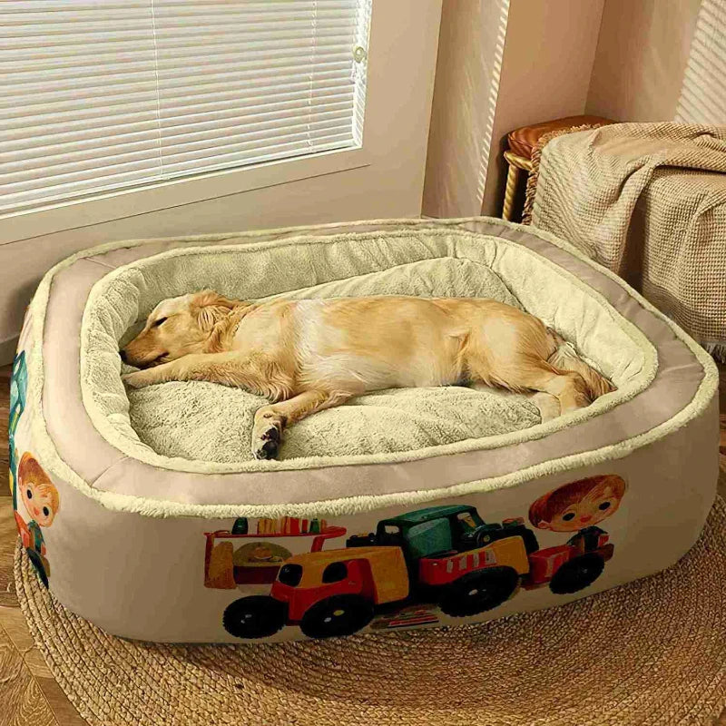 Orthopedic Dog Sofa Bed for Medium & Large Dogs – Warm Winter Luxury, All-Season Comfort, Removable Washable Cover, Non-Slip Base, Plush Support