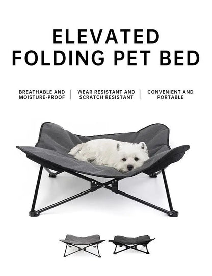 Outdoor Foldable Pet Bed with Support and Dust-proof Dog Mattress